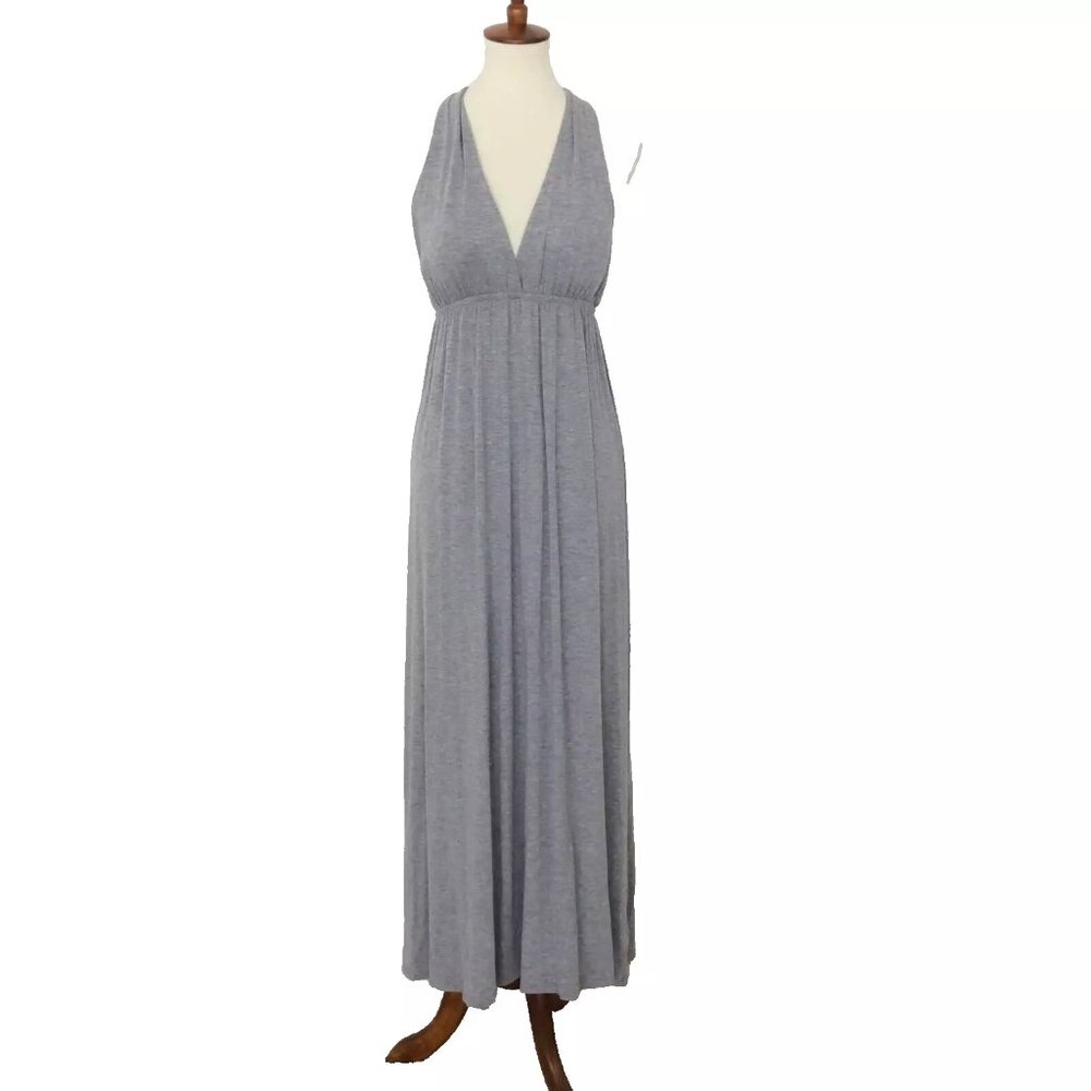 Mon Amie Gray Halter Maxi Dress Size Medium